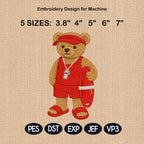 Lifeguard Teddy Bear Embroidery Design, Beach Rescue Bear Machine Embroidery File, Summer Stitch Pattern, 5 sizes, Digital Download