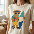 Surfing Teddy Bear Embroidery Design, Beach Surf Bear Machine Embroidery File, Tropical Summer Stitch Pattern, 5 sizes, Digital Download - image 4