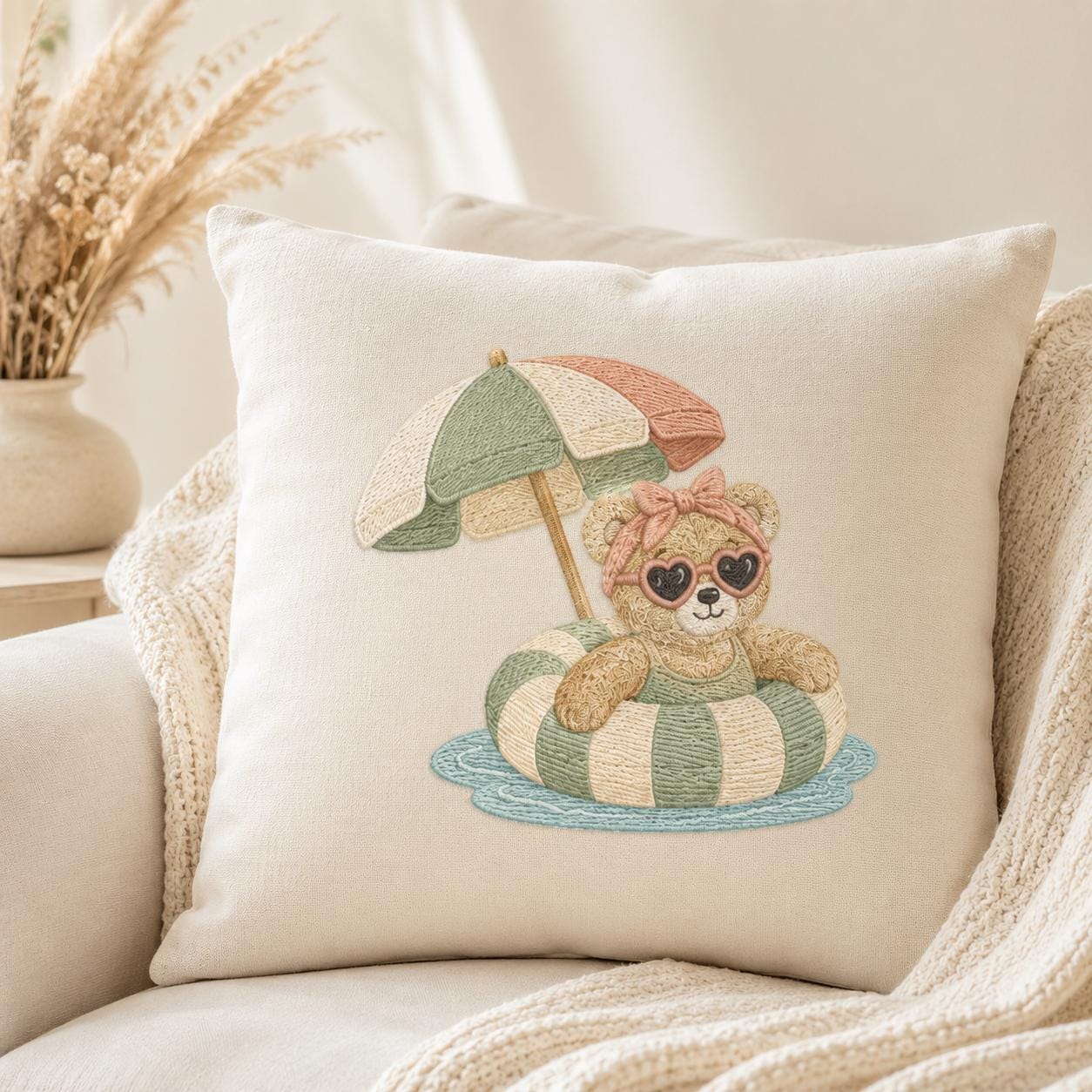 Summer Teddy Bear Embroidery Bundle, Beach Surf Car Sandcastle Machine Embroidery File, Vacation Bear Pattern, 5 sizes, Digital Download - image 5
