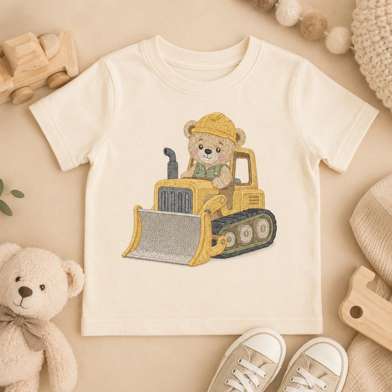 Construction Teddy Bear Embroidery Bundle, Truck Crane Builder Machine Embroidery File, Baby Boy Design, 5 sizes, Digital Download - image 3
