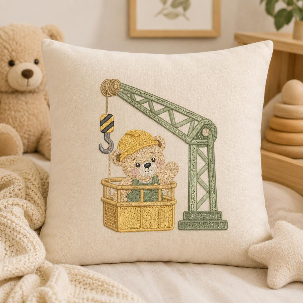 Construction Teddy Bear Embroidery Bundle, Truck Crane Builder Machine Embroidery File, Baby Boy Design, 5 sizes, Digital Download - image 5