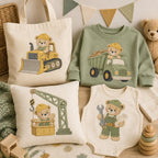 Construction Teddy Bear Embroidery Bundle, Truck Crane Builder Machine Embroidery File, Baby Boy Design, 5 sizes, Digital Download - image 7