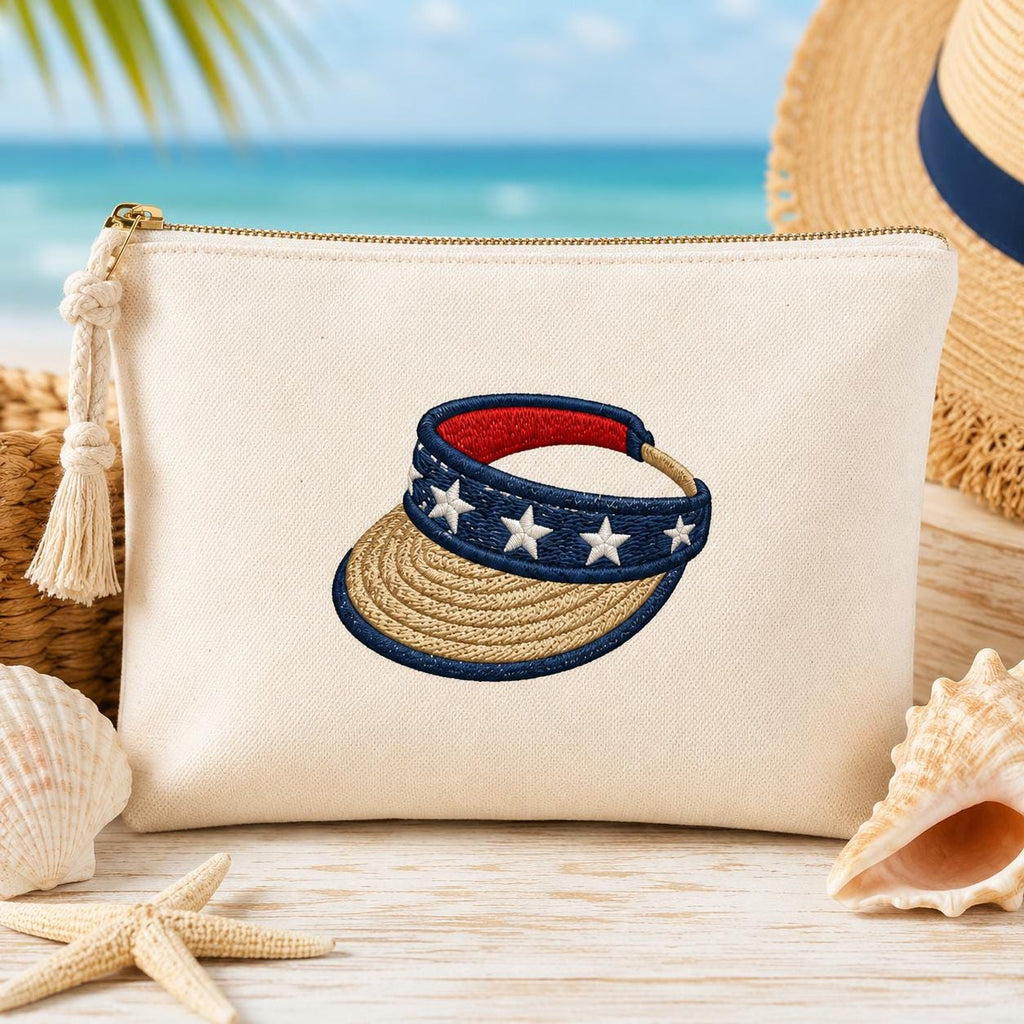 Patriotic Summer Beach Embroidery Bundle, 4th of July Machine Embroidery, Coastal Vacation Embroidery Design Set, 5 Sizes, Digital Download - image 3