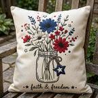Faith And Freedom Floral Jar Embroidery Design, Patriotic Wildflower Embroidery, USA Independence Day Flower Art, 5 Sizes, Digital Download - image 6