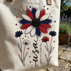 USA Daisy Flower Embroidery Design, Patriotic Floral Sketch Embroidery File, American Independence Day Flower Art, 5 Sizes, Digital Download - image 7