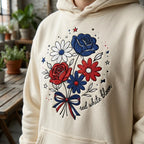 Red White Bloom Embroidery Design, Patriotic Floral Bouquet Embroidery File, USA Independence Day Flower Art, 5 Sizes, Digital Download - image 5