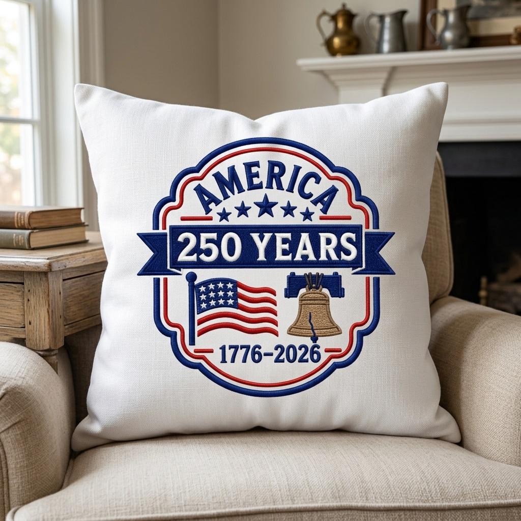 America 250 Years Embroidery Design, Patriotic USA Anniversary Badge Embroidery File, 1776-2026 Independence Day, 5 Sizes, Digital Download - image 6