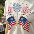 Crossed American Flags Embroidery Design, Patriotic Fireworks File, USA Independence Day Pattern, 4th Of July, 5 Sizes, Digital Download - image 3