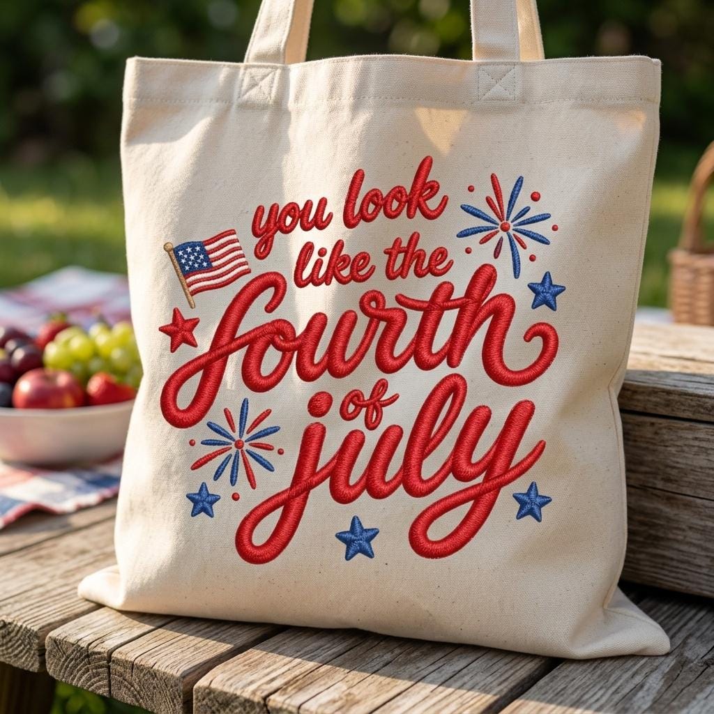 You Look Like The Fourth Of July Embroidery Design, Patriotic Quote File, American Flag Fireworks Pattern, 5 Sizes, Digital Download - image 7