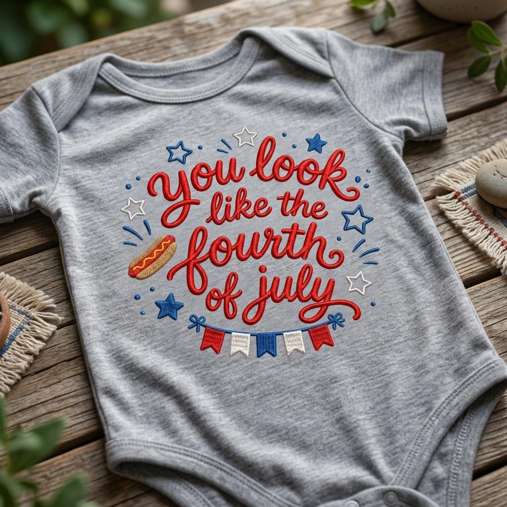 You Look Like The Fourth Of July Embroidery Design, Patriotic Saying Machine Embroidery, USA Summer BBQ Pattern, 5 Sizes, Digital Download - image 5