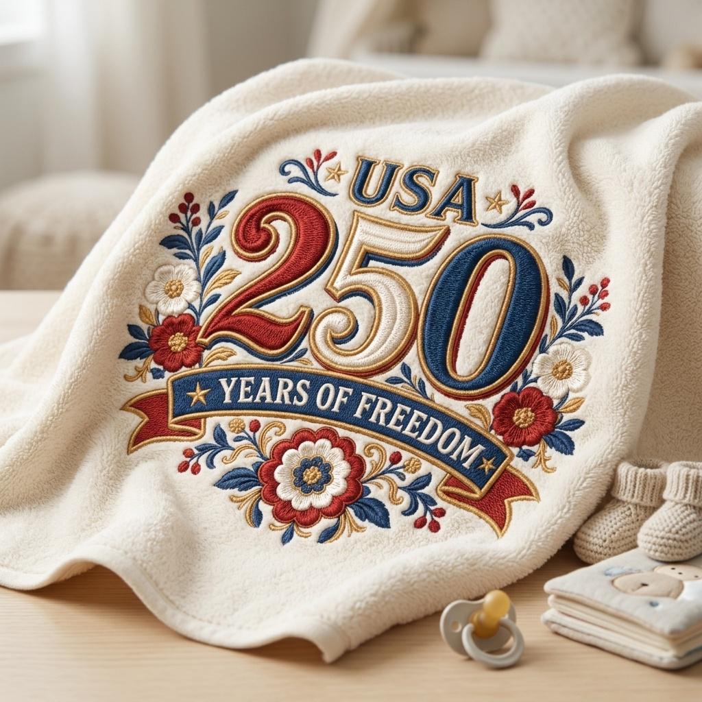 America 250 Embroidery Design, Semiquincentennial Patriotic Floral Art, USA 1776-2026 Anniversary, Independence Day, Digital Download - image 5