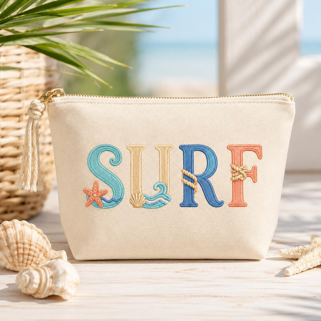 Coastal Embroidery Alphabet Font, Beach Sea Life Letter Set, Summer Ocean Embroidery Letters, Name Monogram Font, 5 sizes, Digital Download - image 3