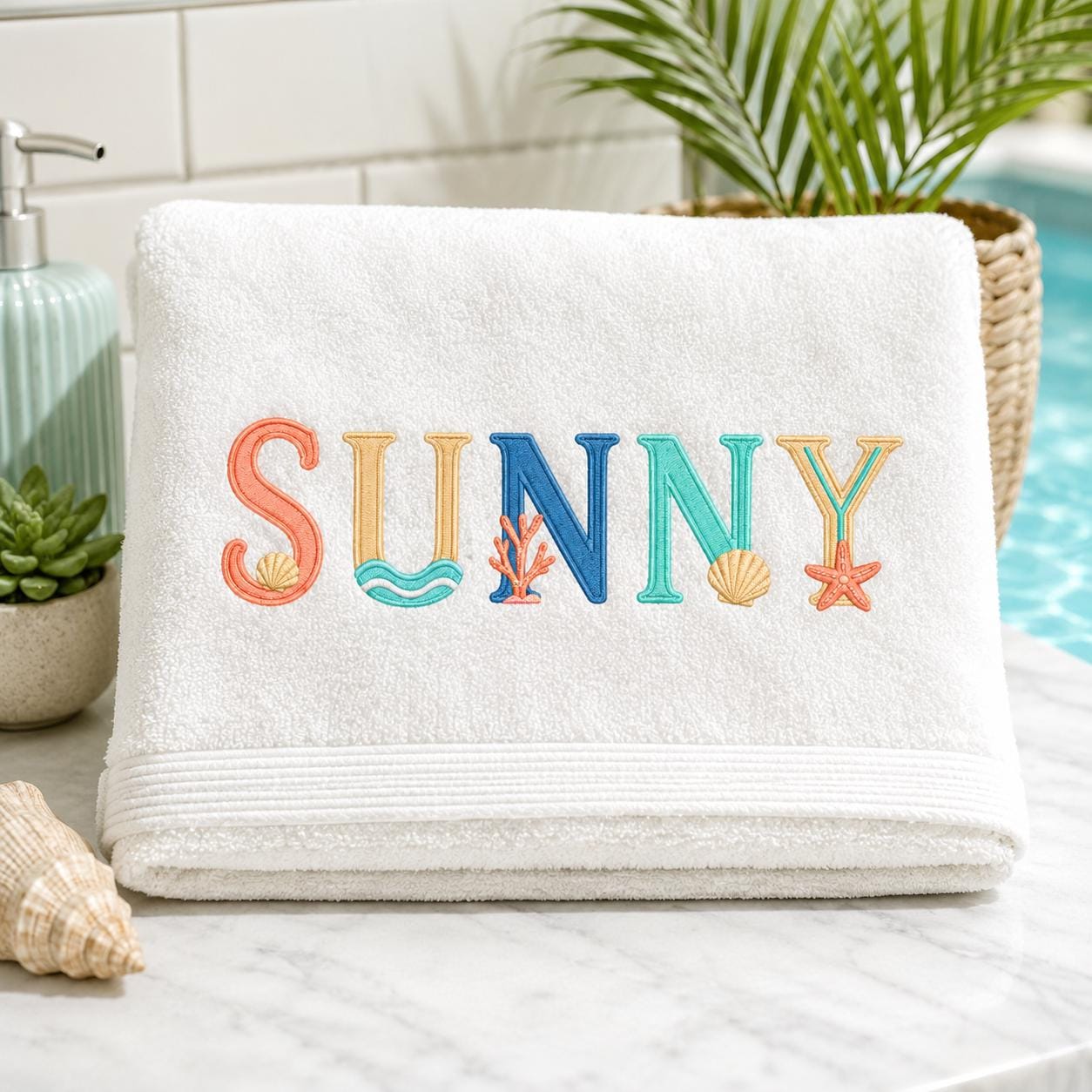 Coastal Embroidery Alphabet Font, Beach Sea Life Letter Set, Summer Ocean Embroidery Letters, Name Monogram Font, 5 sizes, Digital Download - image 6