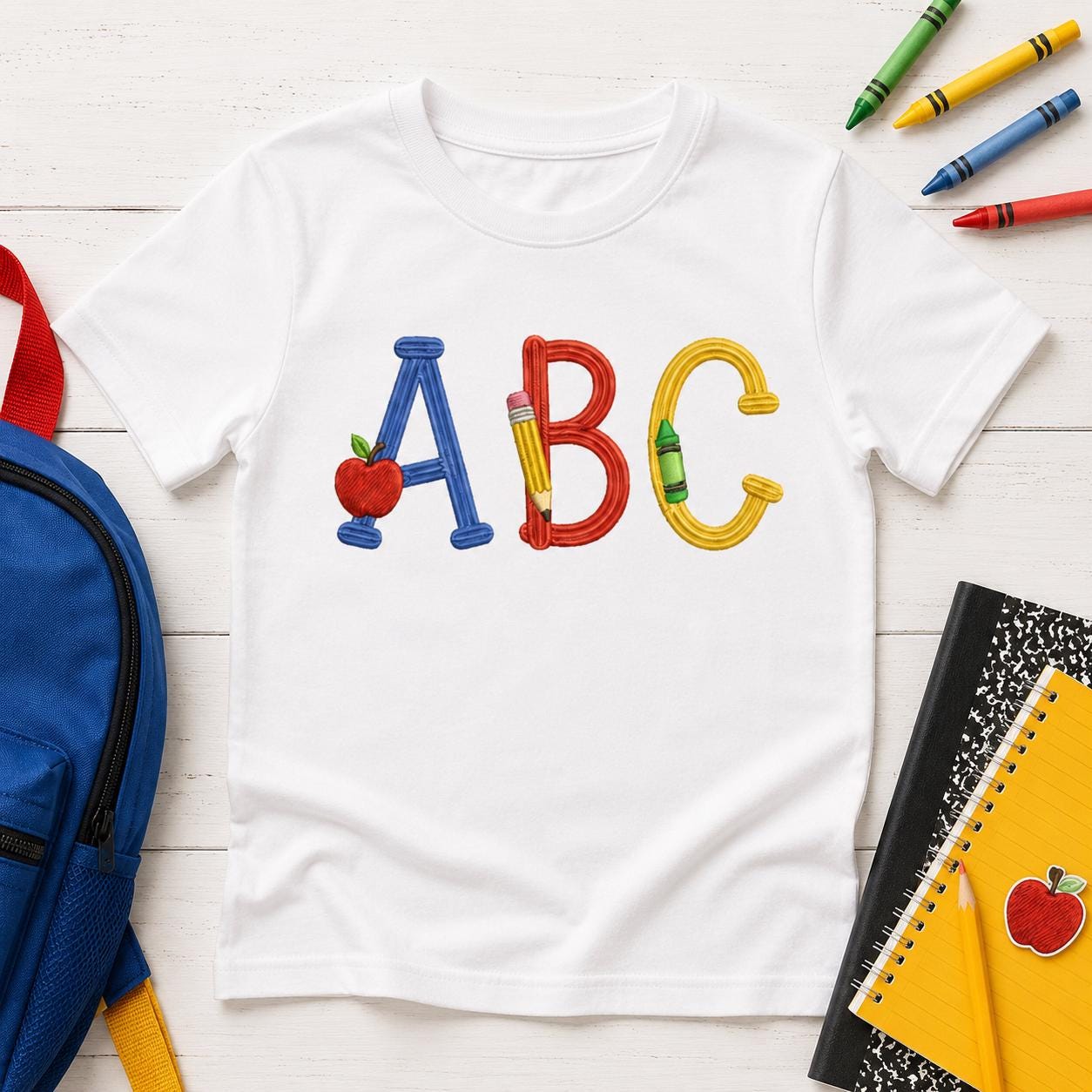 School Alphabet Embroidery Font, Teacher Classroom Letter Set, Back To School Embroidery Letters, Name ABC Font, 5 sizes, Digital Download - image 4