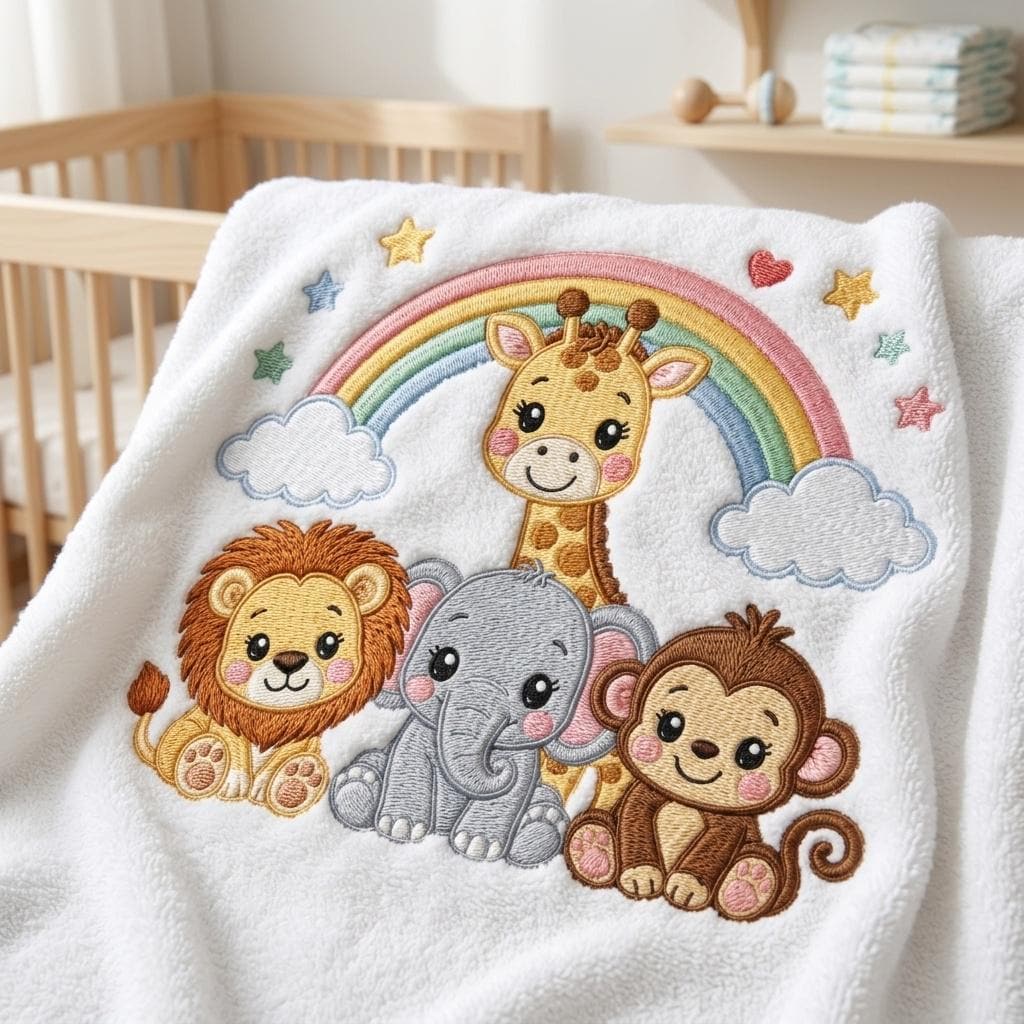 Safari Animals Rainbow Embroidery Design, Lion Elephant Giraffe Monkey Machine Embroidery File, 5 sizes, Digital Download - image 4