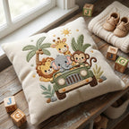 Cute Safari Jeep Embroidery Design, Lion Elephant Giraffe Monkey Jungle Animals Machine Embroidery File, 5 sizes, Digital Download - image 5