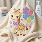 Cute Giraffe Balloon Embroidery Design, Kawaii Safari Animal, Baby Shower Design, Colorful Machine Stitch, 5 sizes, Digital Download - image 7