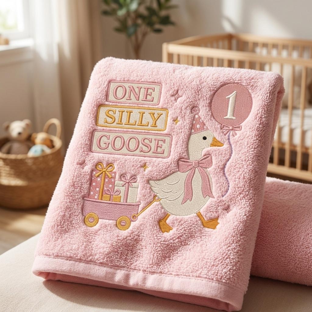 One Silly Goose Balloon Embroidery, Baby Goose Birthday Machine Stitch, Goose Pattern, 5 sizes, Digital Download - image 6