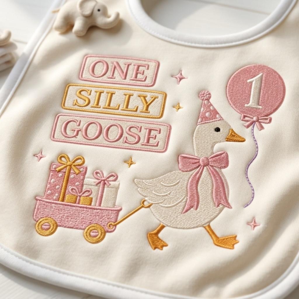One Silly Goose Balloon Embroidery, Baby Goose Birthday Machine Stitch, Goose Pattern, 5 sizes, Digital Download - image 7