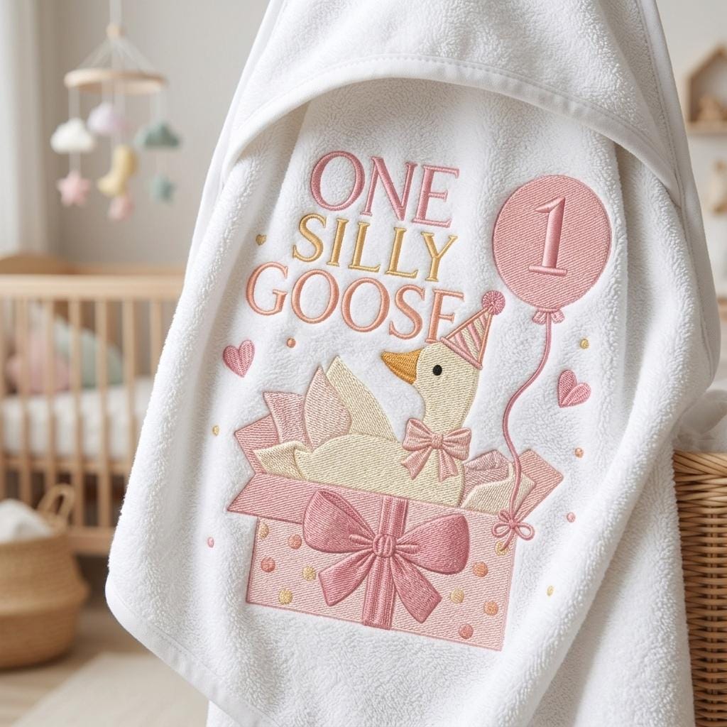 Baby Goose Embroidery Design, One Silly Goose Birthday Balloon, Machine Stitch Digital File, Cute Goose Pattern, 5 sizes, Digital Download - image 3