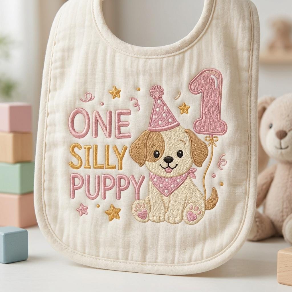One Silly Puppy Embroidery Design, Birthday Balloon Puppy, Baby Puppy Digital File, Cute Puppy Machine Stitch, 5 sizes, Digital Download - image 4