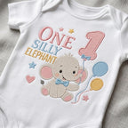 One Silly Elephant Embroidery Design, Birthday Balloon Elephant, Baby Elephant Digital File, Cute Elephant Stitch, 5 sizes, Digital Download - image 5