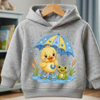 Cute Baby Duck Embroidery Design, Duckling with Umbrella and Frog, Rainy Day Nursery Animal Stitch File, 5 sizes, Digital Download - image 3