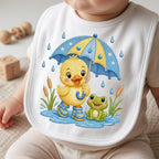 Cute Baby Duck Embroidery Design, Duckling with Umbrella and Frog, Rainy Day Nursery Animal Stitch File, 5 sizes, Digital Download - image 6