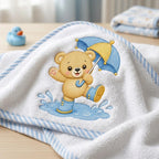 Cute Baby Bear Embroidery Design, Bear with Umbrella File, Rainy Day Bear Stitch, Nursery Animal Embroidery, 5 sizes, Digital Download - image 5