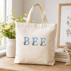 Bee Monogram Alphabet Embroidery Design, Blue A-Z Letter Machine File, Honey Bee Initial Font, 5 Sizes, Digital Download - image 3
