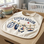 Little Sailor Machine Embroidery Design, Nautical Baby Clothesline Embroidery File, Sailboat Baby Shower Design, 5 sizes, Digital Download - image 4