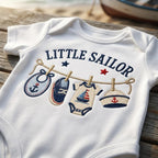 Little Sailor Machine Embroidery Design, Nautical Baby Clothesline Embroidery File, Sailboat Baby Shower Design, 5 sizes, Digital Download - image 6