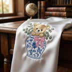 Teddy Bear Chinoiserie Vase Embroidery Design, Cute Bear Nursery Machine File, 5 Sizes, Digital Download - image 3