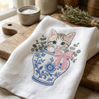 Kitten Chinoiserie Vase Embroidery Design, Cute Cat Floral Machine Embroidery File, 5 Sizes, Digital Download - image 5