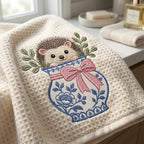 Hedgehog Chinoiserie Vase Embroidery Design, Cute Woodland Machine File, 5 Sizes, Digital Download - image 5