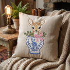 Fawn Chinoiserie Vase Embroidery Design, Cute Deer Woodland Machine File, 5 Sizes, Digital Download - image 5