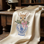 Fawn Chinoiserie Vase Embroidery Design, Cute Deer Woodland Machine File, 5 Sizes, Digital Download - image 7