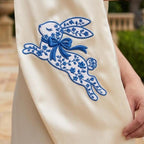 Running Chinoiserie Rabbit Embroidery Design, Floral Bunny With Bow Machine File, 5 sizes, Digital Download - image 7