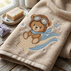 Pilot Teddy Bear Embroidery Design, Aviator Bear Riding Shooting Star Machine Embroidery File, Baby Boy Pattern, 5 sizes, Digital Download - image 5