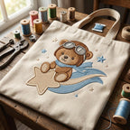 Pilot Teddy Bear Embroidery Design, Aviator Bear Riding Shooting Star Machine Embroidery File, Baby Boy Pattern, 5 sizes, Digital Download - image 7