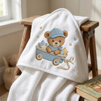 Teddy Bear Wagon Embroidery Design, Cute Baby Boy Bear Cart Machine Embroidery File, Nursery Pattern, 5 sizes, Digital Download - image 4
