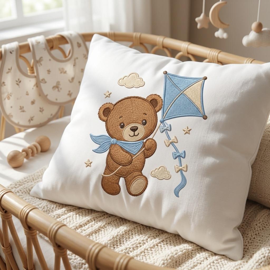 Teddy Bear Kite Embroidery Design, Cute Baby Boy Bear Machine Embroidery File, Nursery Pattern, 5 sizes, Digital Download - image 6