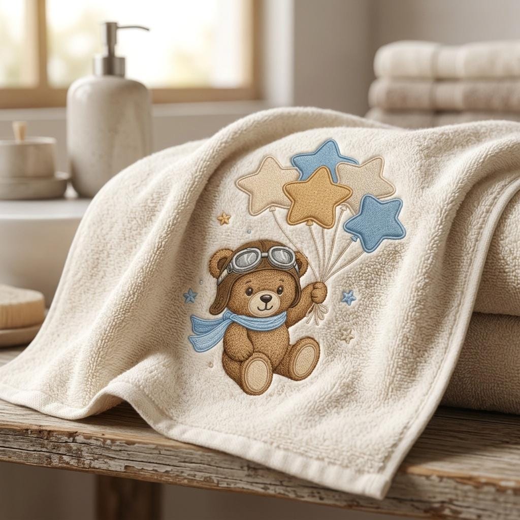 Teddy Bear Balloon Embroidery Design, Star Balloon Baby Boy Machine Embroidery File, Nursery Pattern, 5 sizes, Digital Download - image 5