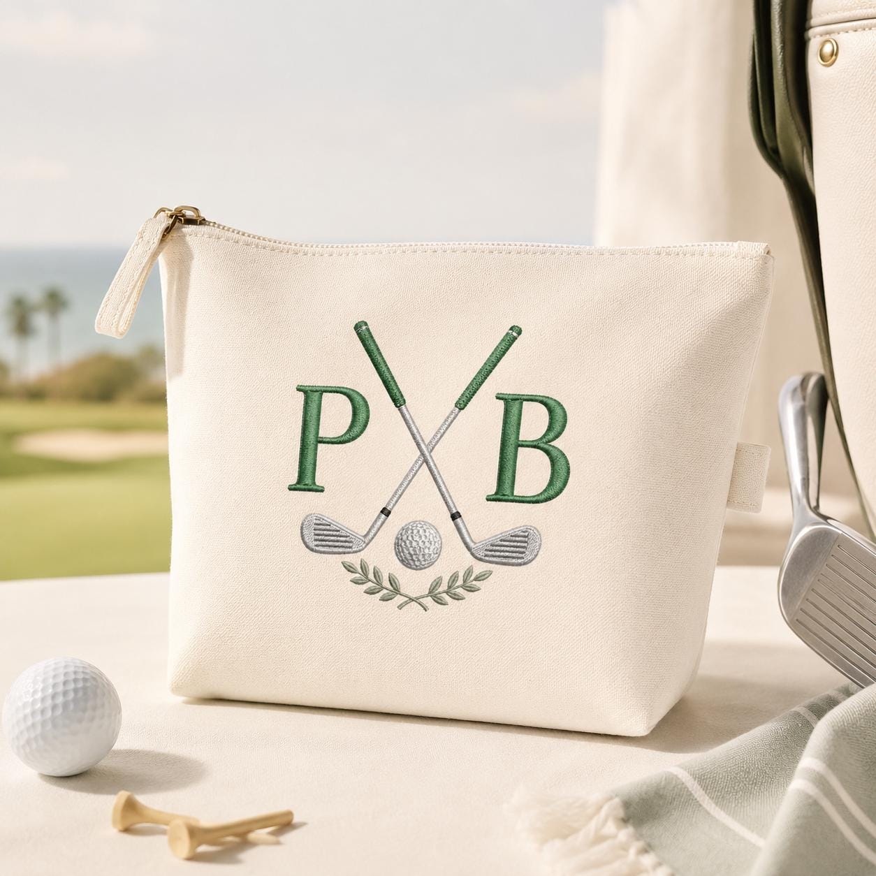 Golf Monogram Embroidery Design, Pickleball Style Initial Machine Embroidery File, Preppy Sports, 5 Sizes, Digital Instant Download - image 10
