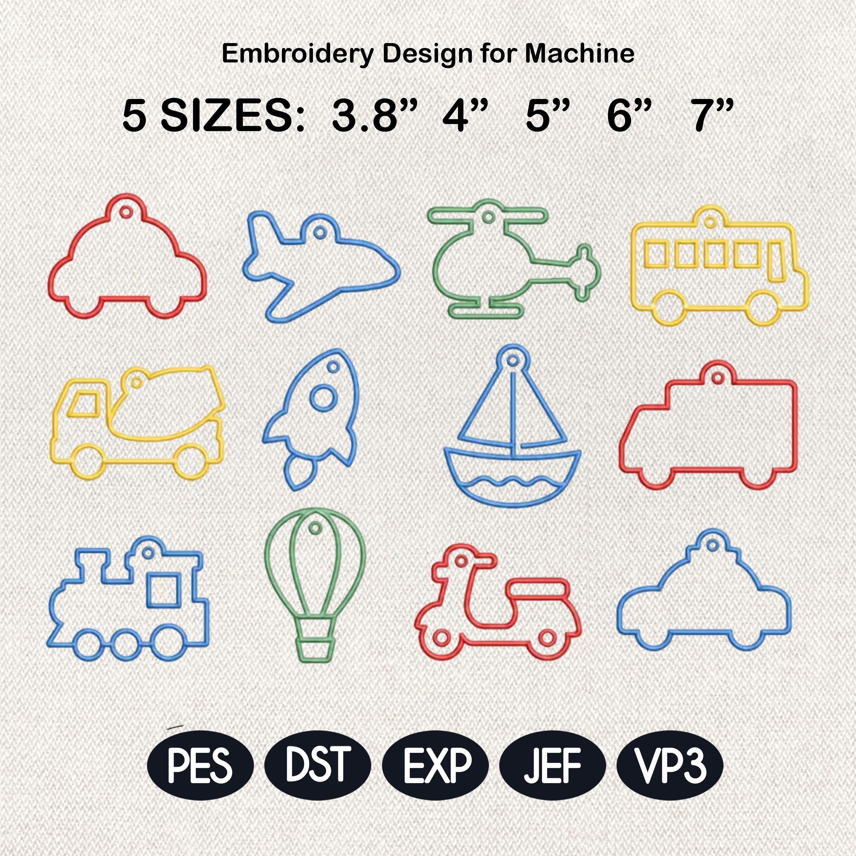 ITH Transportation Tag Embroidery Bundle, Vehicle Bag Tag Keychain Machine Embroidery File, Kids Travel, 5 Sizes, Digital Instant Download