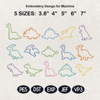 Dinosaur ITH Bag Tag Embroidery Bundle, Kids Dino Keychain Machine Embroidery File, Boy Backpack Tag, 5 Sizes, Digital Instant Download