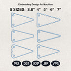 ITH Pennant Tag Applique Bundle, Blank Banner Keychain Embroidery Design, Backpack Bag Charm File, 5 Sizes, Digital Instant Download