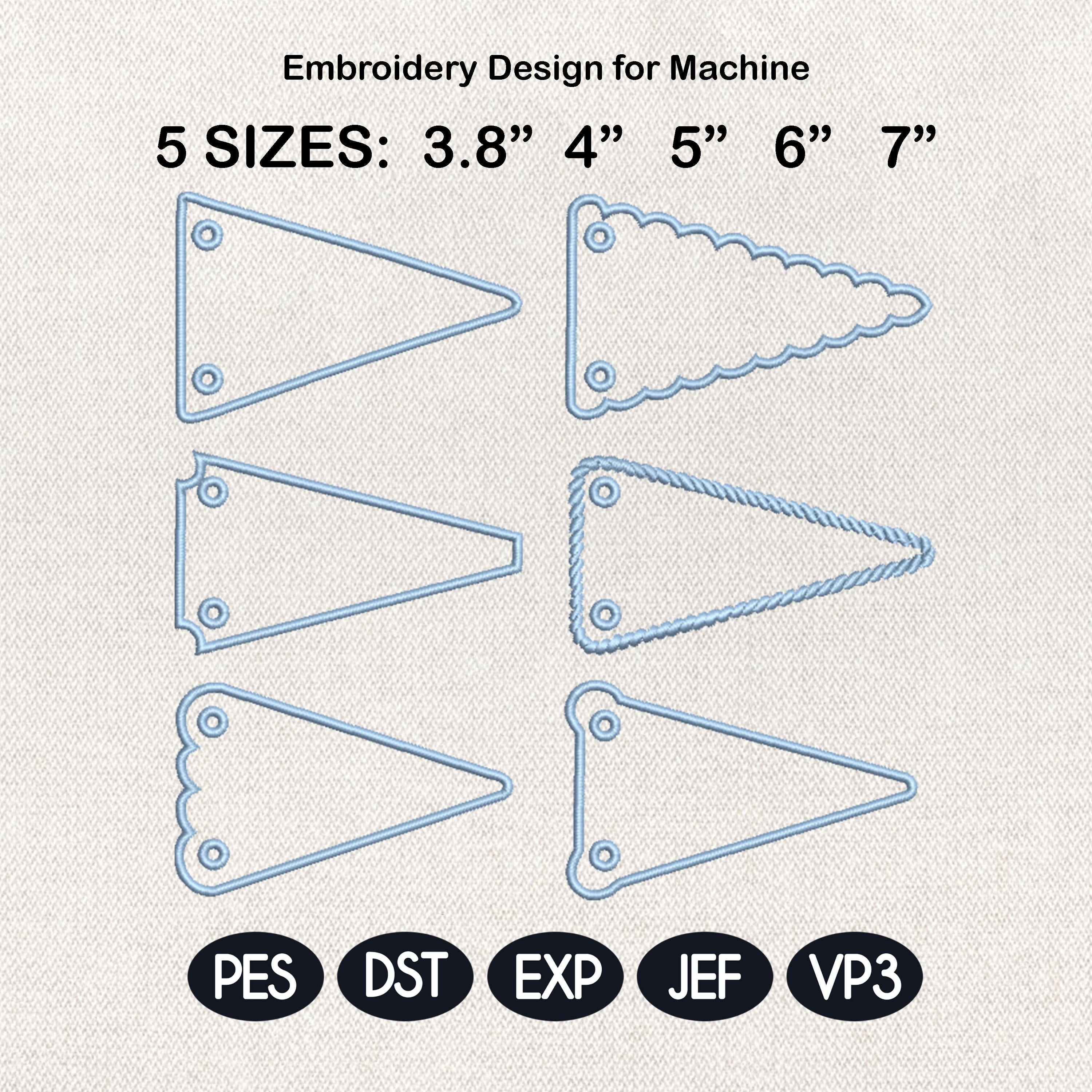 ITH Pennant Tag Applique Bundle, Blank Banner Keychain Embroidery Design, Backpack Bag Charm File, 5 Sizes, Digital Instant Download