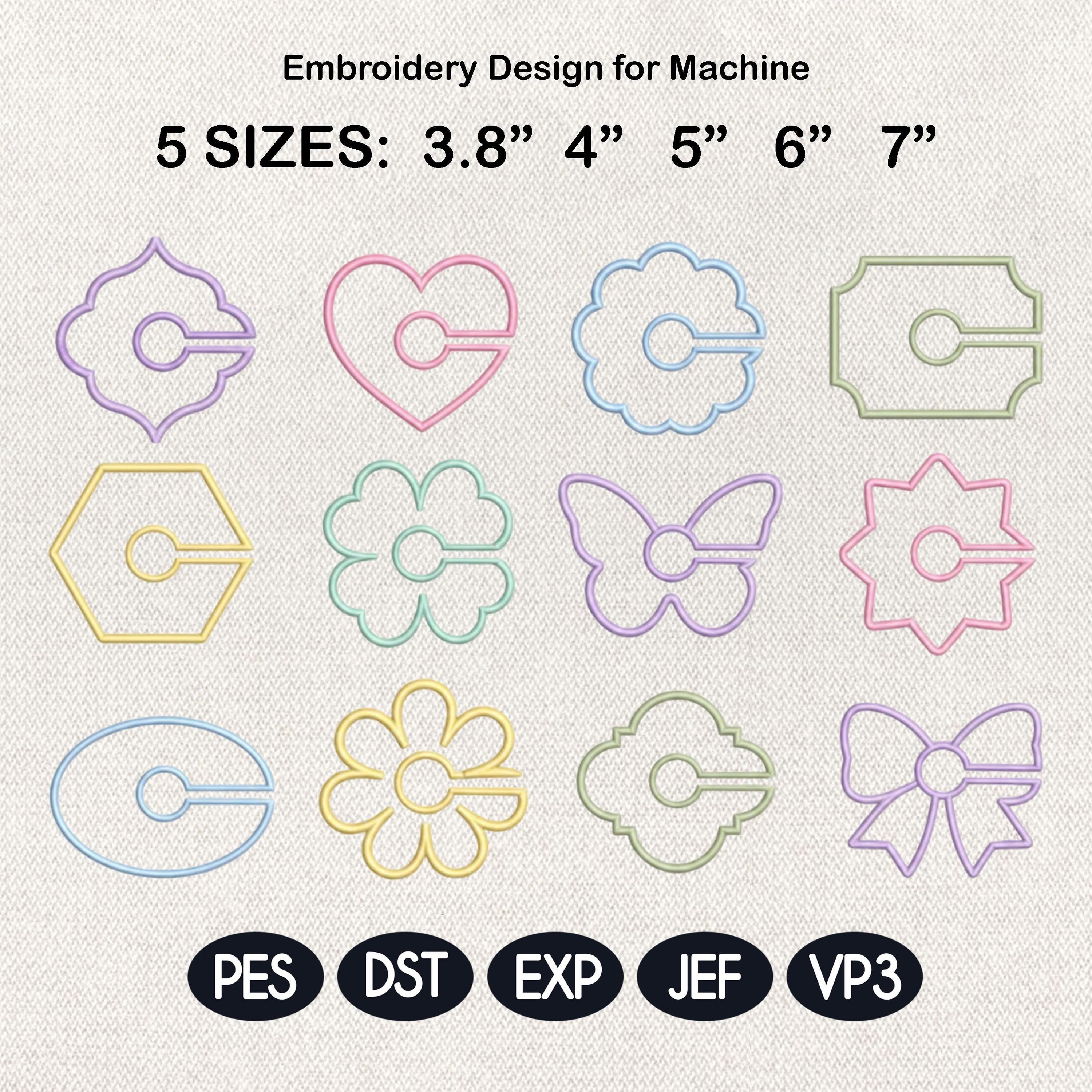 ITH Wine Glass Tags Applique Bundle, Drink Marker Embroidery Design Set, Party Wine Charm File, 5 Sizes, Digital Instant Download