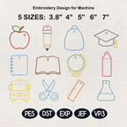 ITH School Supplies Tag Applique Bundle, Student Teacher Name Tag Embroidery, Back to School Keychain Bag Tag, Digital Instant Download